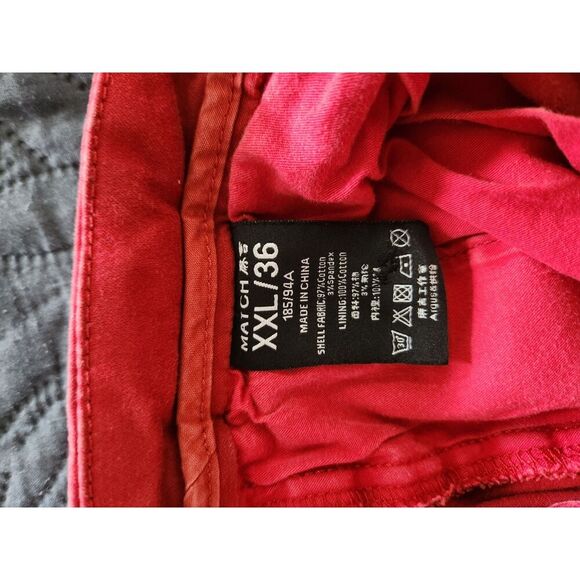 MATCH Men’s Red Cotton Chino Pants – Size 36 (XXL) - Picture 3 of 3